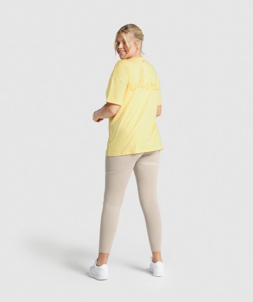 Camiseta Gymshark Whitney Oversized Mujer Amarillo | ES6237-HQ