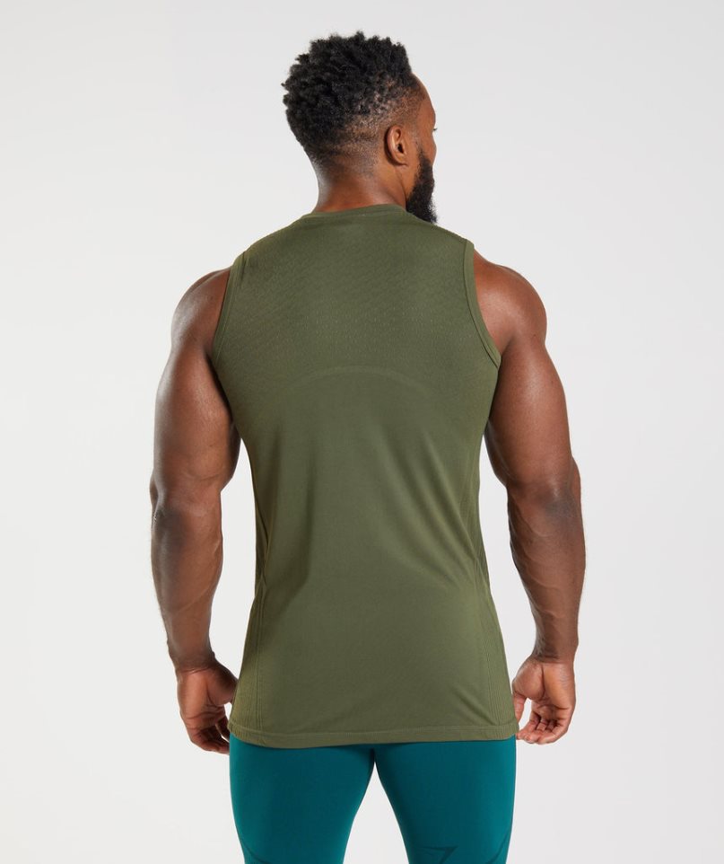 Camiseta Tirantes Gymshark 315 Seamless Hombre Verde Oliva | ES7965-BD