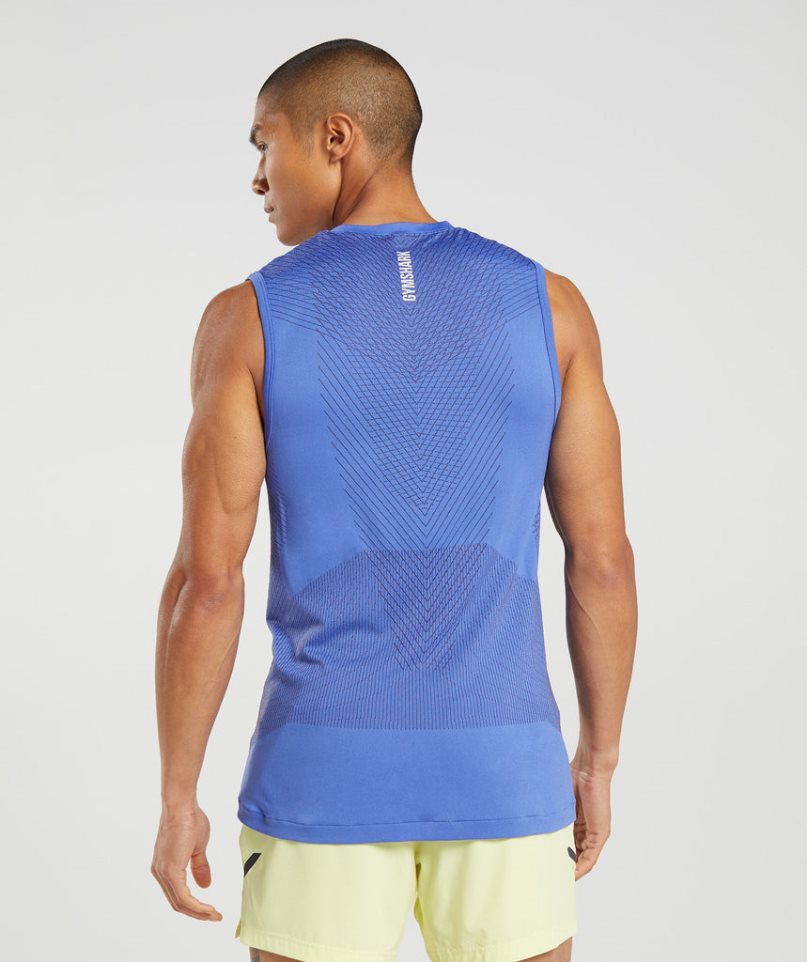 Camiseta Tirantes Gymshark Apex Seamless Hombre Azules | ES0832-PJ