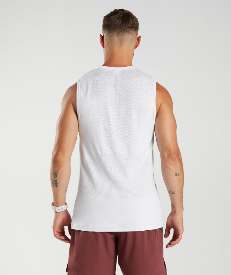 Camiseta Tirantes Gymshark Apex Seamless Hombre Blancas | ES1206-LH