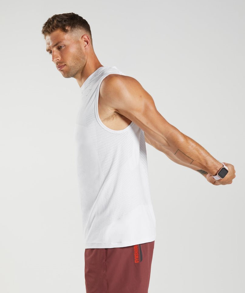 Camiseta Tirantes Gymshark Apex Seamless Hombre Blancas | ES1206-LH