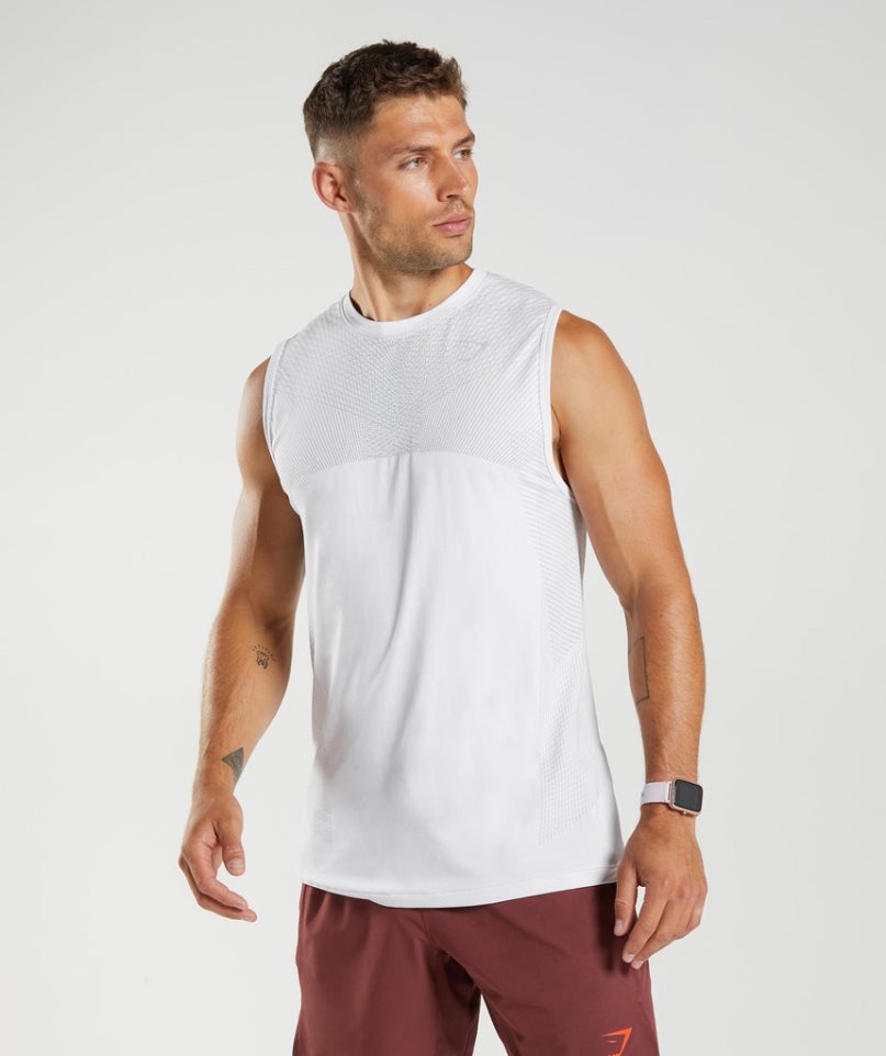 Camiseta Tirantes Gymshark Apex Seamless Hombre Blancas | ES1206-LH