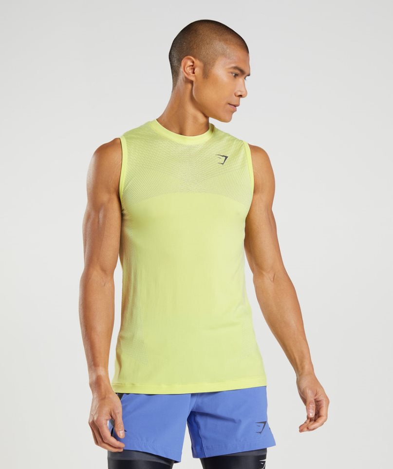 Camiseta Tirantes Gymshark Apex Seamless Hombre Amarillo | ES3147-RF