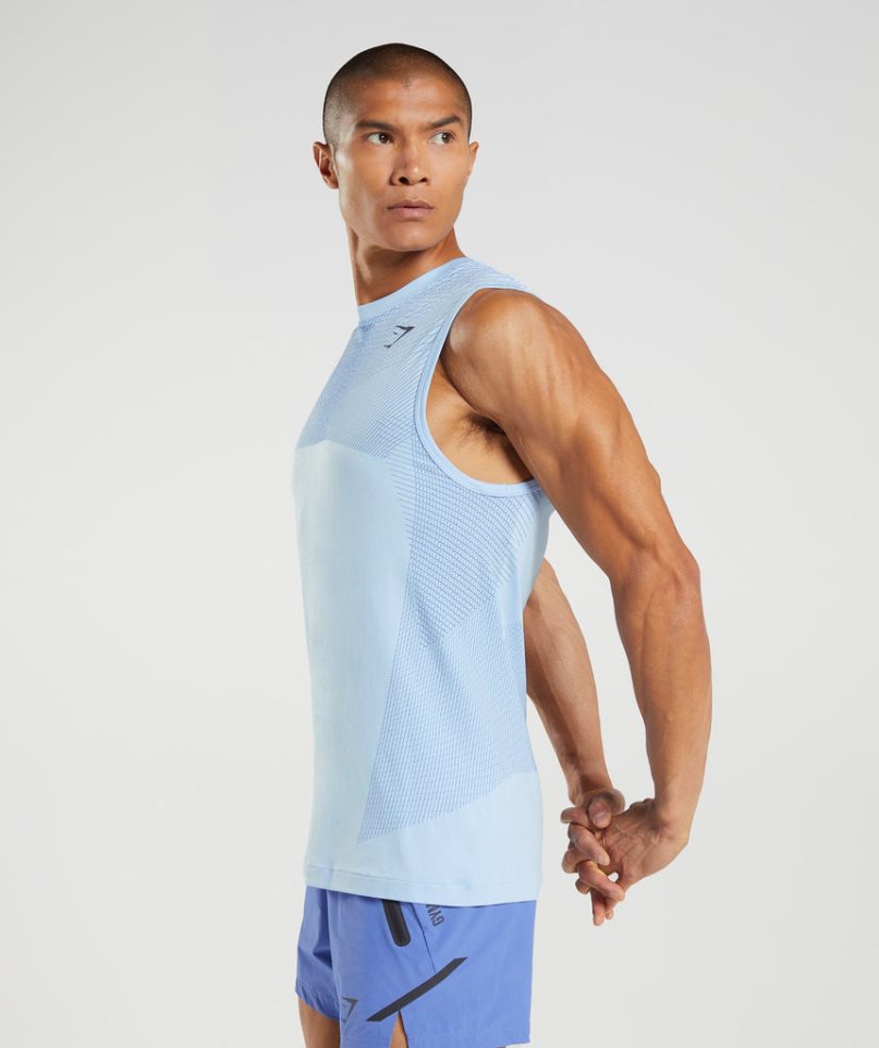 Camiseta Tirantes Gymshark Apex Seamless Hombre Azules Claro | ES3698-SO