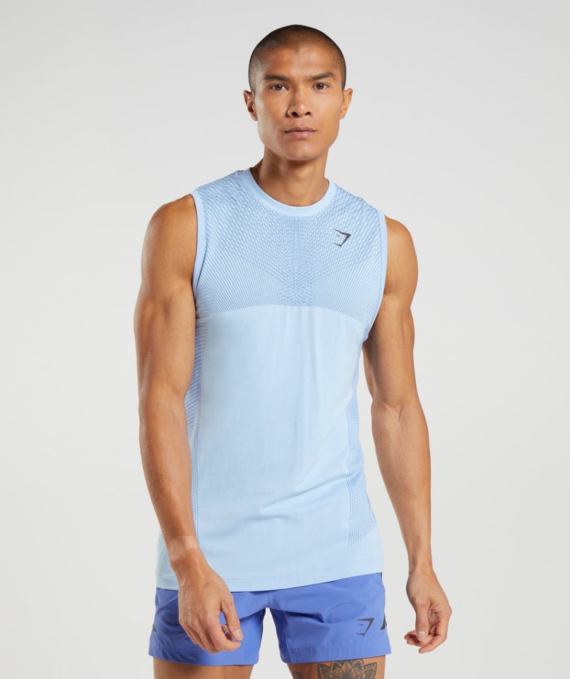 Camiseta Tirantes Gymshark Apex Seamless Hombre Azules Claro | ES3698-SO