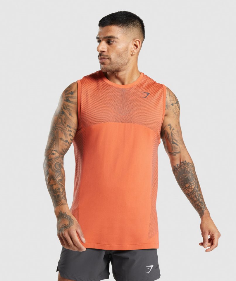 Camiseta Tirantes Gymshark Apex Seamless Hombre Naranjas | ES3826-GN