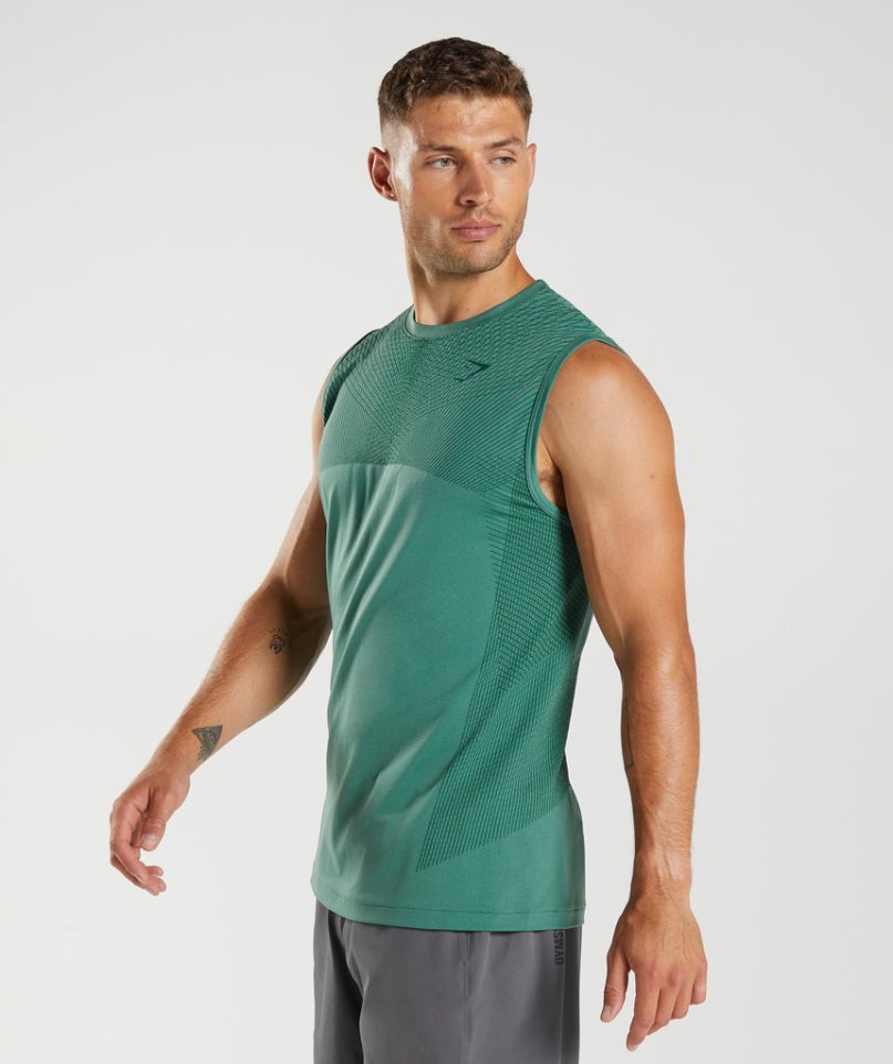 Camiseta Tirantes Gymshark Apex Seamless Hombre Verde | ES4738-VH