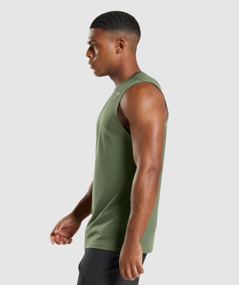 Camiseta Tirantes Gymshark Arrival Sin Manga Hombre Verde Oliva | ES5419-WQ