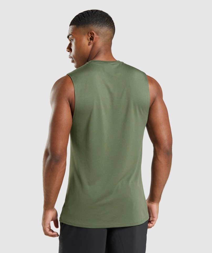 Camiseta Tirantes Gymshark Arrival Sin Manga Hombre Verde Oliva | ES5419-WQ