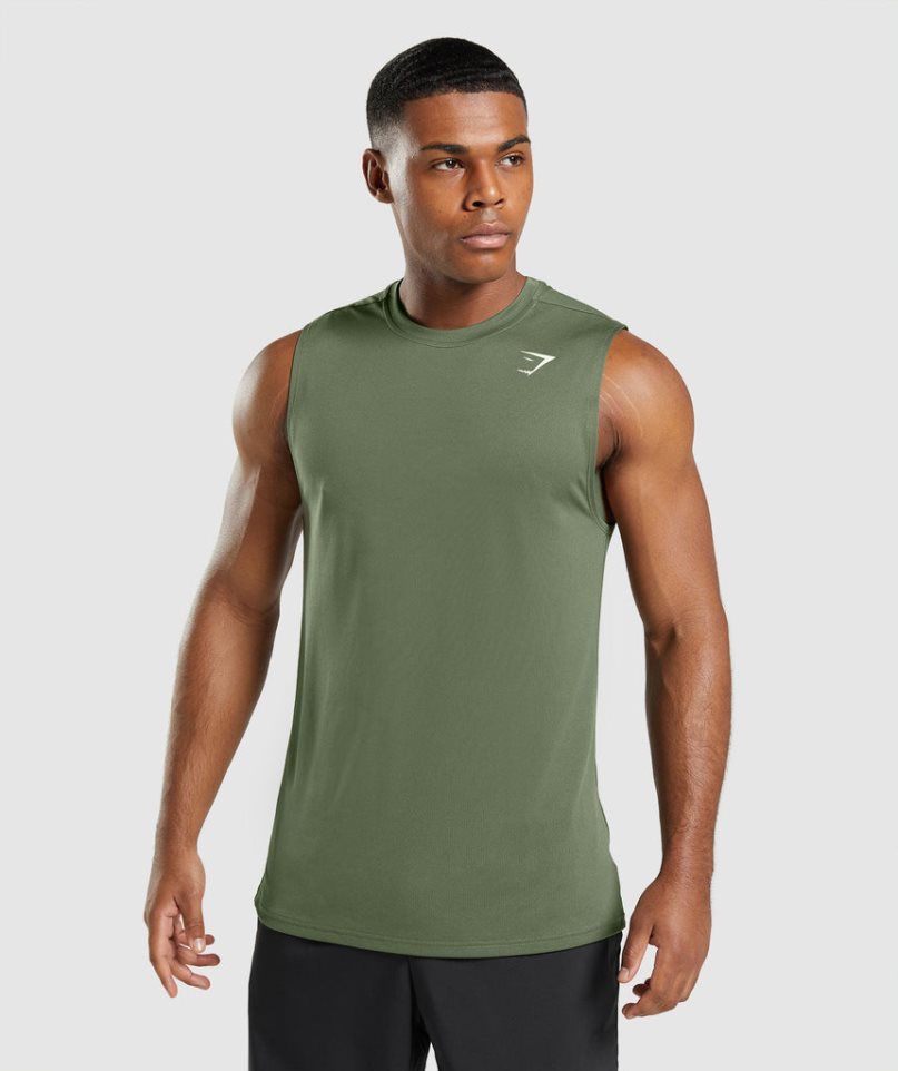 Camiseta Tirantes Gymshark Arrival Sin Manga Hombre Verde Oliva | ES5419-WQ