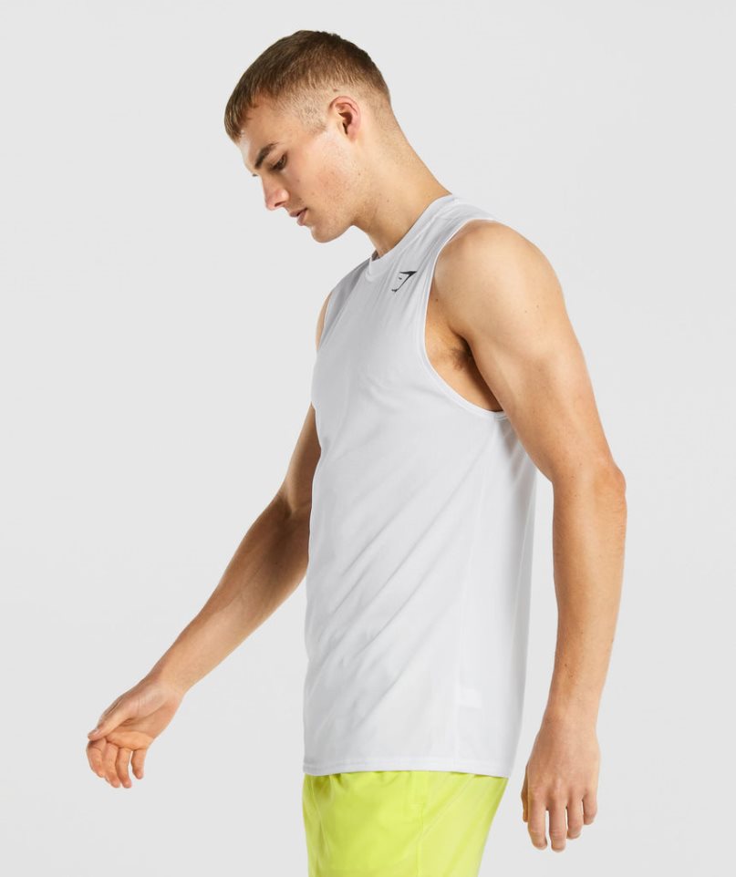 Camiseta Tirantes Gymshark Arrival Sin Manga Hombre Blancas | ES7862-WD