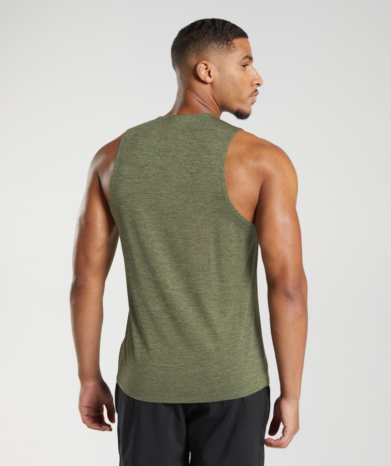 Camiseta Tirantes Gymshark Arrival Slim Marl Hombre Verde Oliva | ES3780-EX