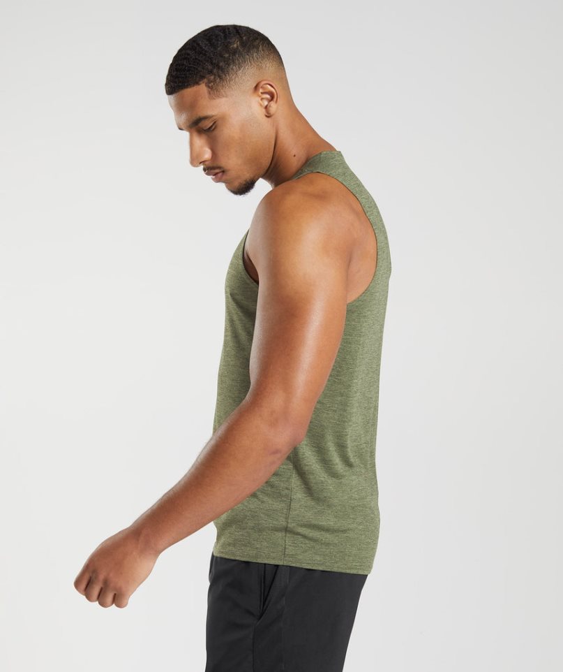 Camiseta Tirantes Gymshark Arrival Slim Marl Hombre Verde Oliva | ES3780-EX