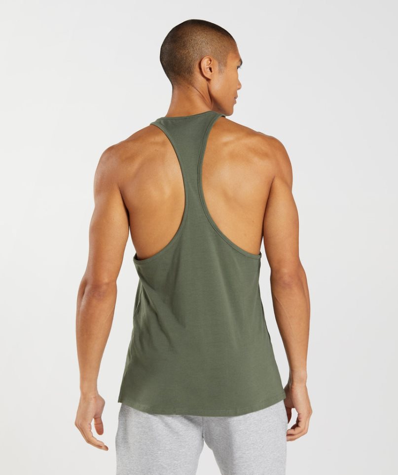 Camiseta Tirantes Gymshark Block Stringer Hombre Verde Oliva | ES4728-DW