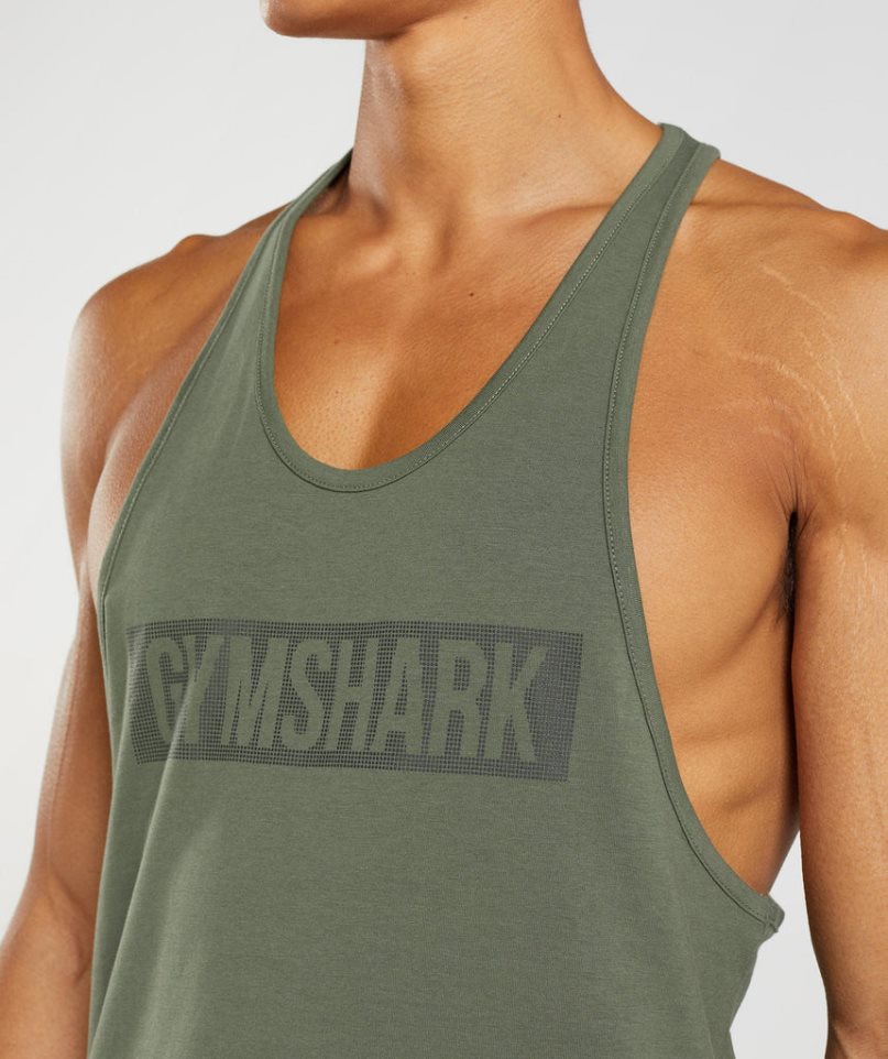 Camiseta Tirantes Gymshark Block Stringer Hombre Verde Oliva | ES4728-DW