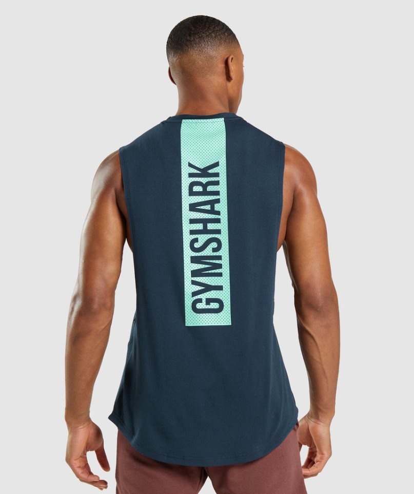 Camiseta Tirantes Gymshark Bold Drop Arm Hombre Azul Marino | ES0761-IR