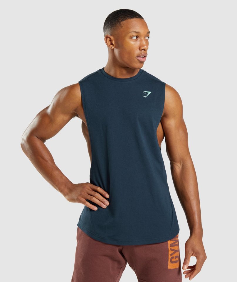 Camiseta Tirantes Gymshark Bold Drop Arm Hombre Azul Marino | ES0761-IR