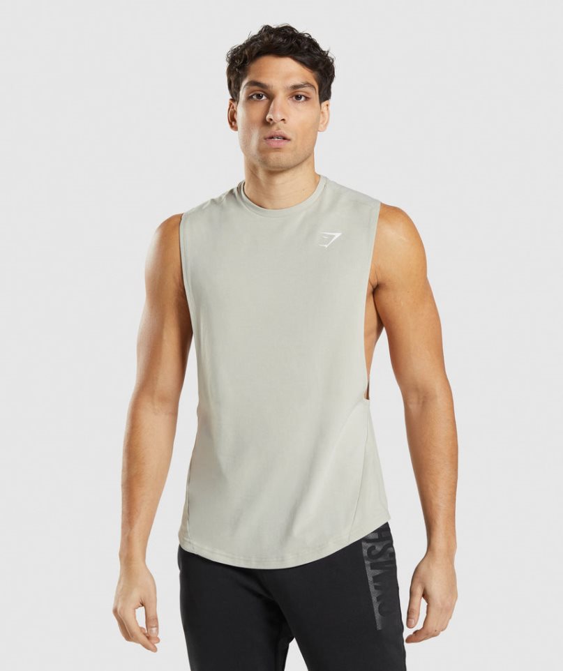 Camiseta Tirantes Gymshark Bold Drop Arm Hombre Beige | ES9604-HO