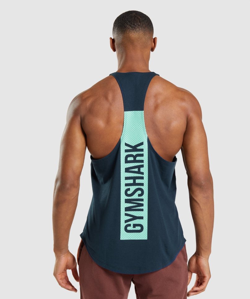 Camiseta Tirantes Gymshark Bold Stringer Hombre Azul Marino | ES5642-WJ