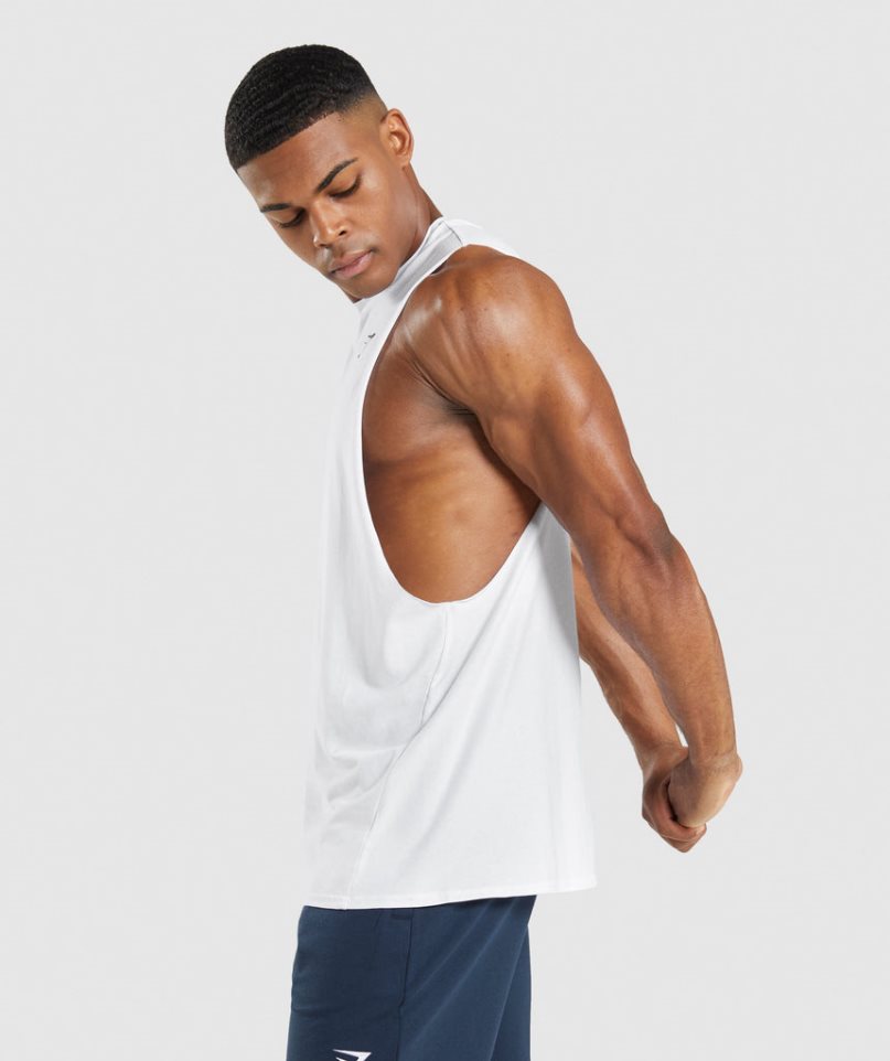 Camiseta Tirantes Gymshark Critical 2.0 Drop Arm Hombre Blancas | ES2045-OB