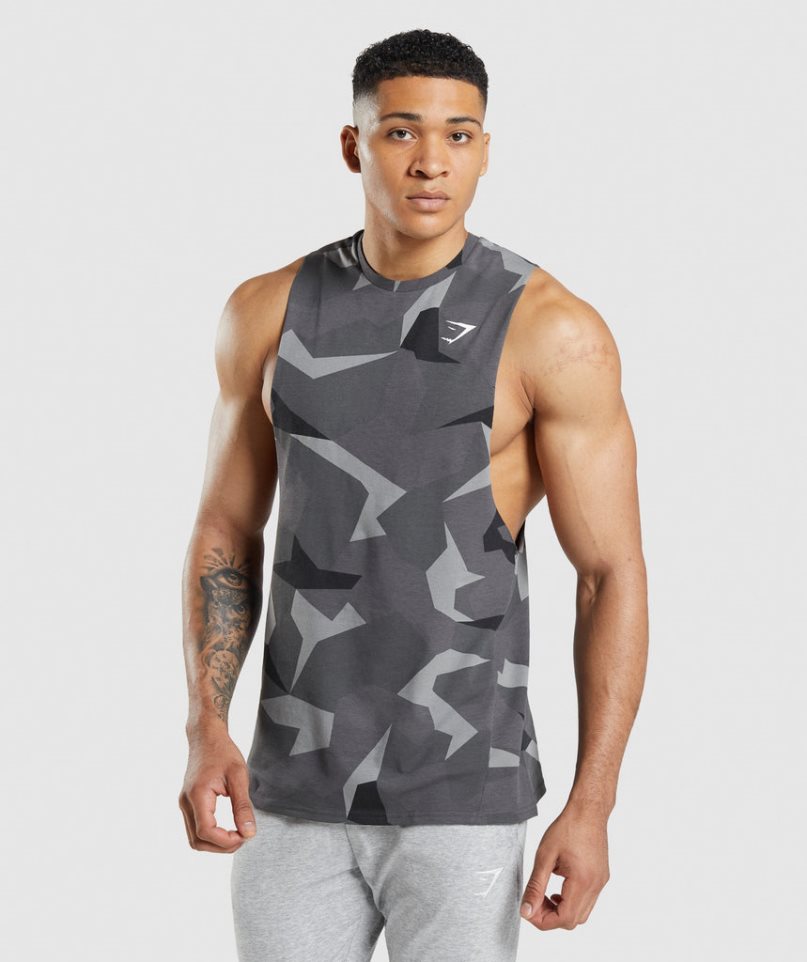 Camiseta Tirantes Gymshark Critical Drop Arm Hombre Camuflaje | ES4637-LF