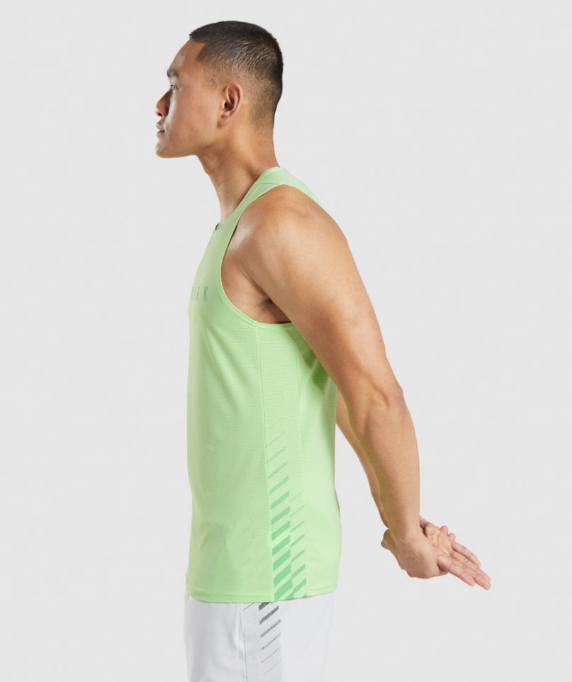 Camiseta Tirantes Gymshark Deporte Stripe Hombre Verde Menta | ES2876-SA