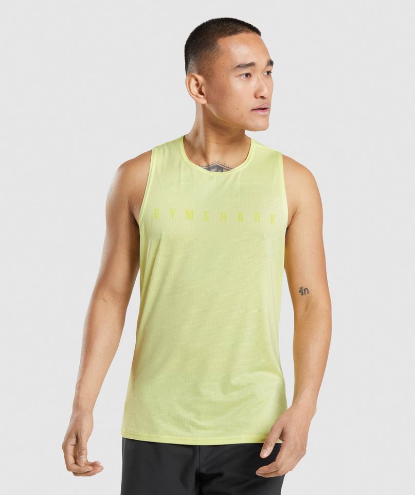 Camiseta Tirantes Gymshark Deporte Stripe Hombre Amarillo | ES6517-MQ