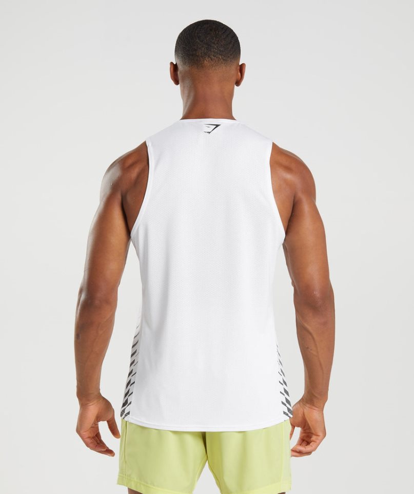 Camiseta Tirantes Gymshark Deporte Stripe Hombre Blancas | ES7139-BO