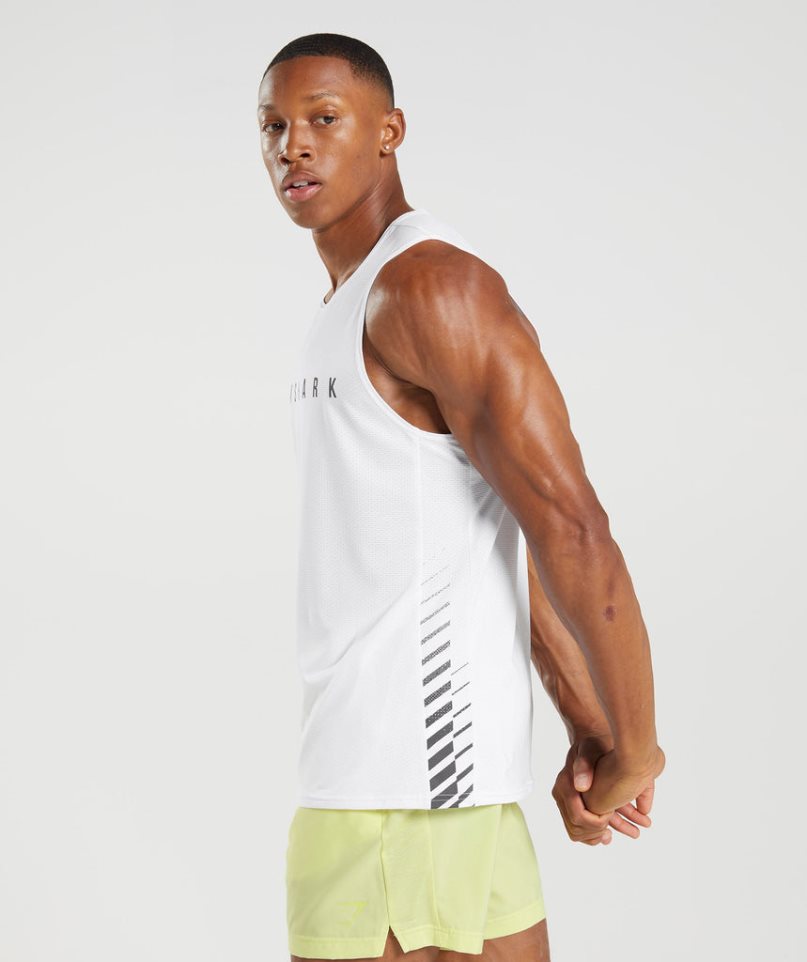 Camiseta Tirantes Gymshark Deporte Stripe Hombre Blancas | ES7139-BO