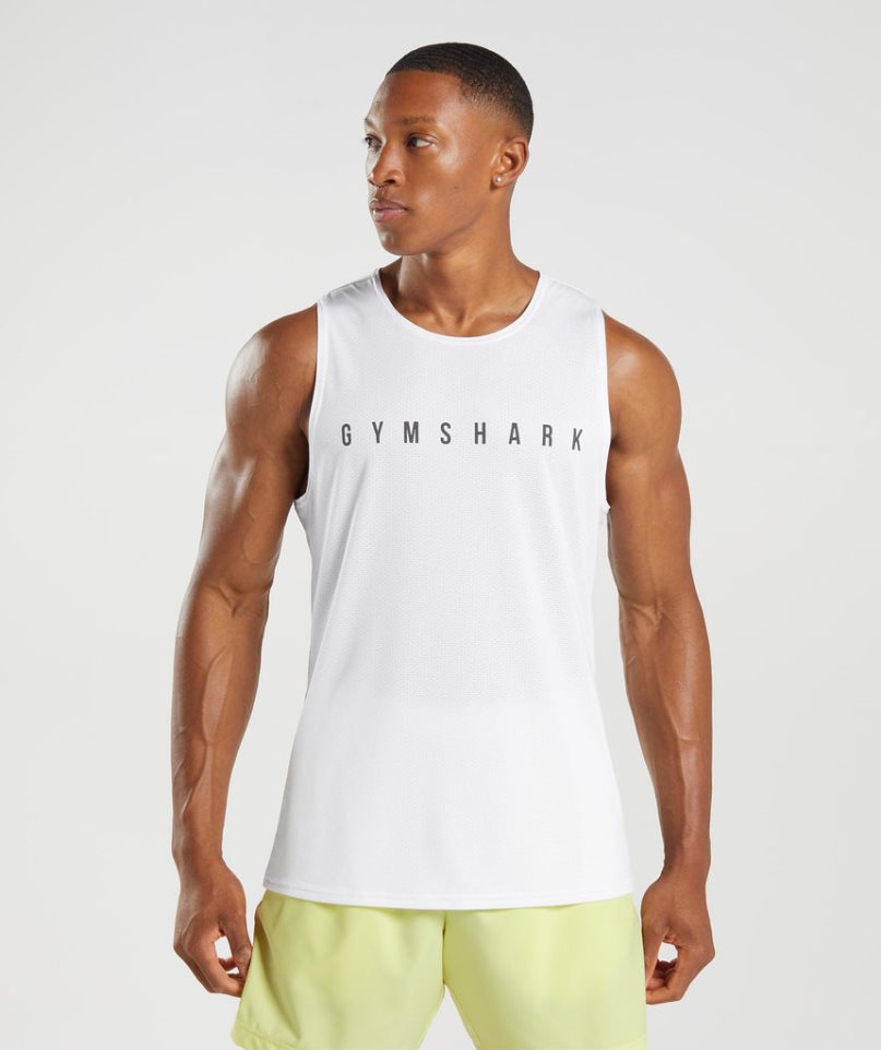 Camiseta Tirantes Gymshark Deporte Stripe Hombre Blancas | ES7139-BO