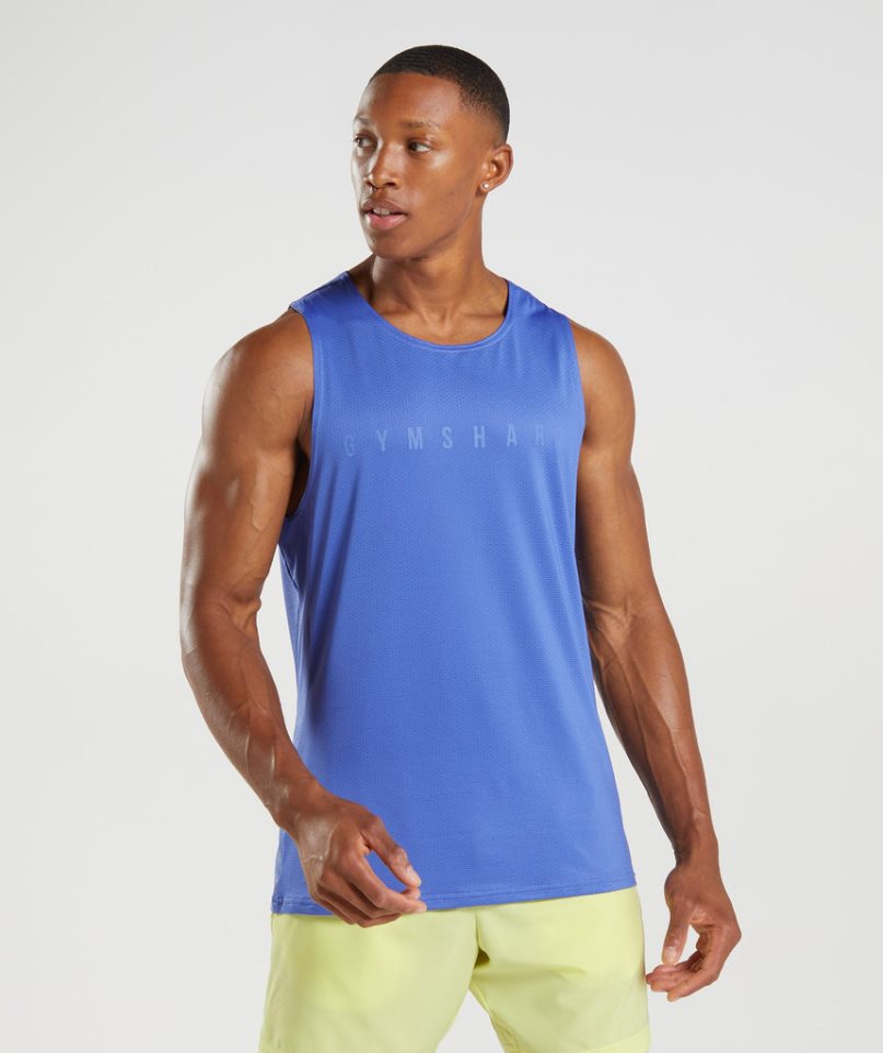 Camiseta Tirantes Gymshark Deporte Stripe Hombre Azules | ES8631-RI