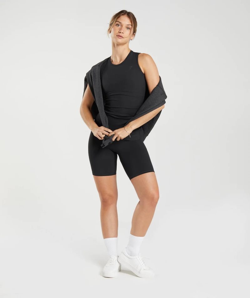 Camiseta Tirantes Gymshark Elevate Asymmetric Mujer Negras | ES0376-KS