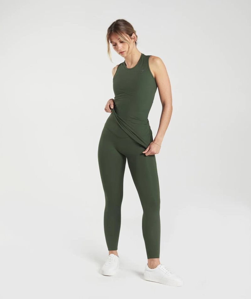 Camiseta Tirantes Gymshark Elevate Asymmetric Mujer Verde Oliva | ES2378-LR