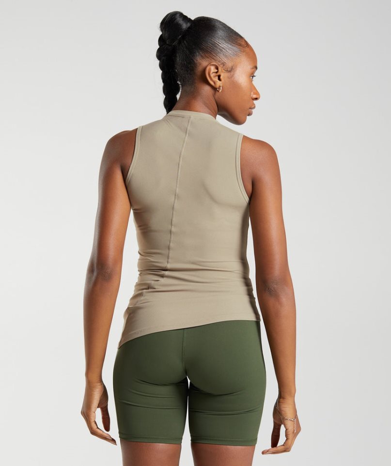 Camiseta Tirantes Gymshark Elevate Asymmetric Mujer Beige | ES6849-DN