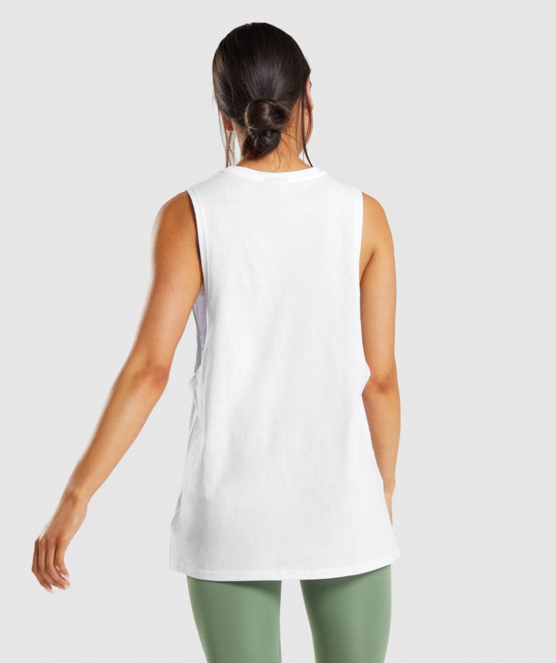 Camiseta Tirantes Gymshark Entrenamiento Drop Arm Mujer Blancas | ES0459-IV