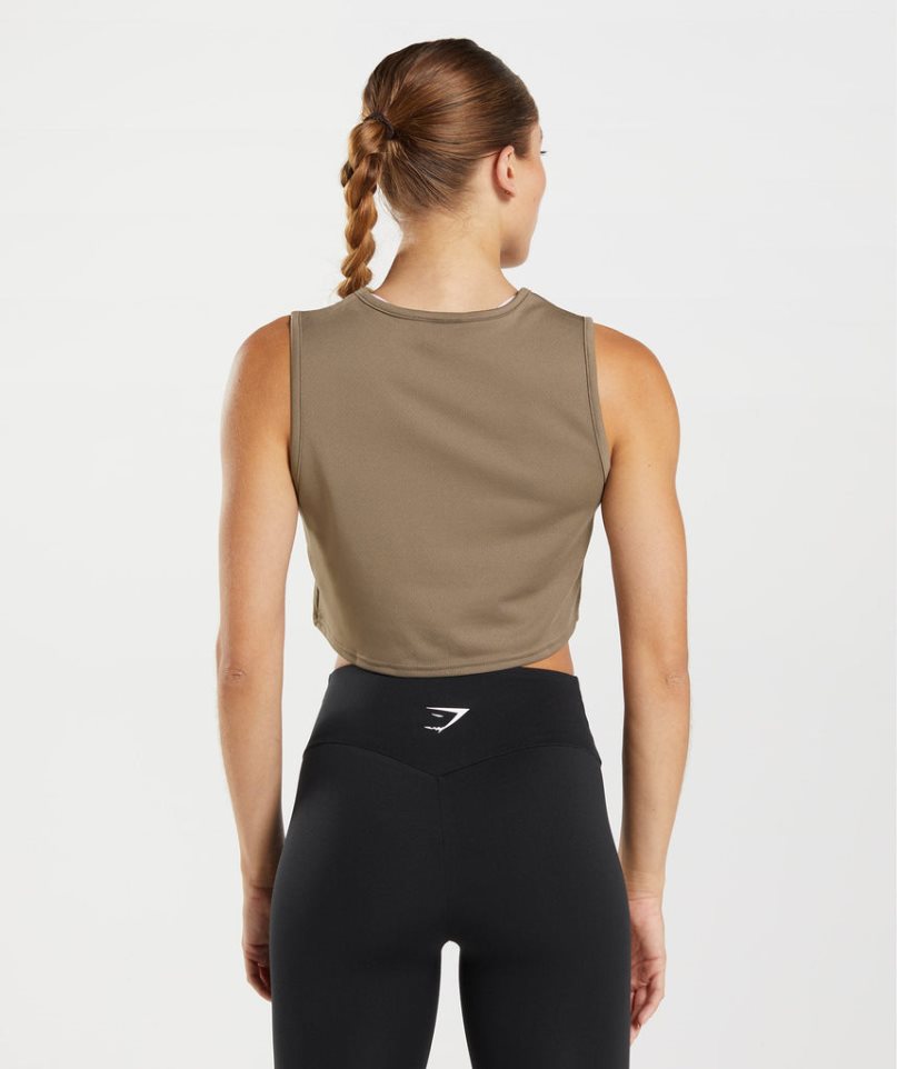 Camiseta Tirantes Gymshark Entrenamiento Crop Mujer Marrones | ES1530-IV