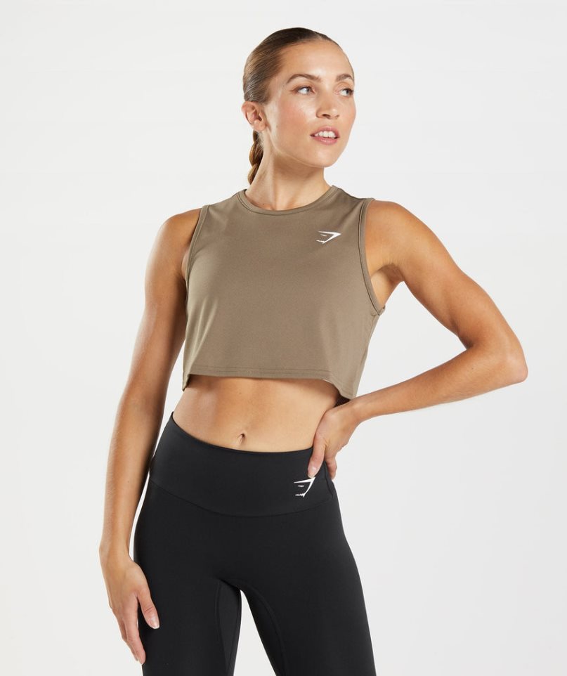 Camiseta Tirantes Gymshark Entrenamiento Crop Mujer Marrones | ES1530-IV