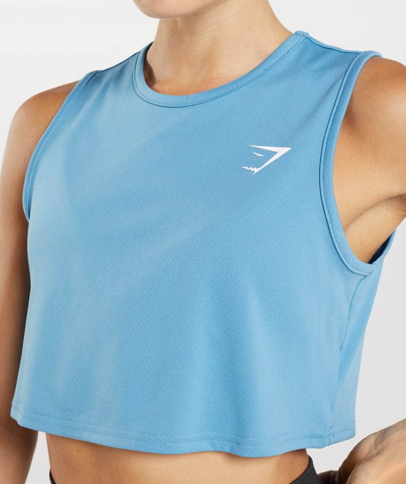 Camiseta Tirantes Gymshark Entrenamiento Crop Mujer Azules | ES2185-GO