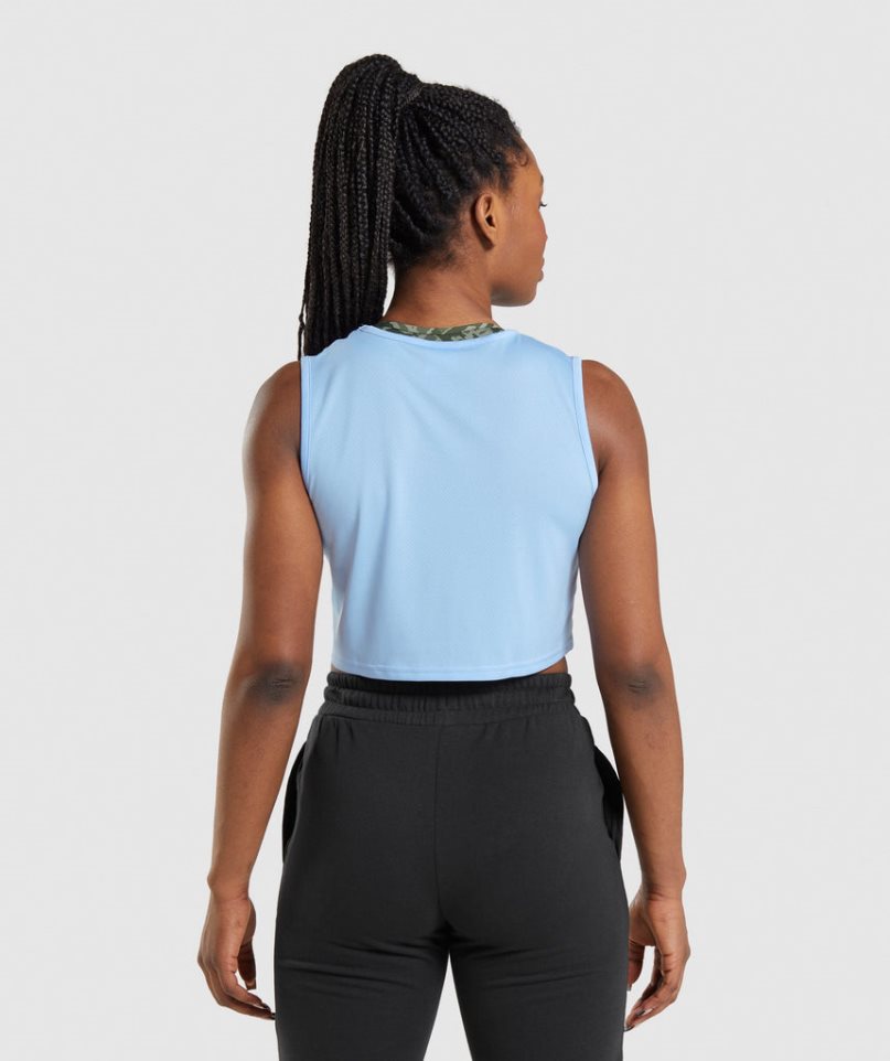 Camiseta Tirantes Gymshark Entrenamiento Crop Mujer Azules | ES2463-RN