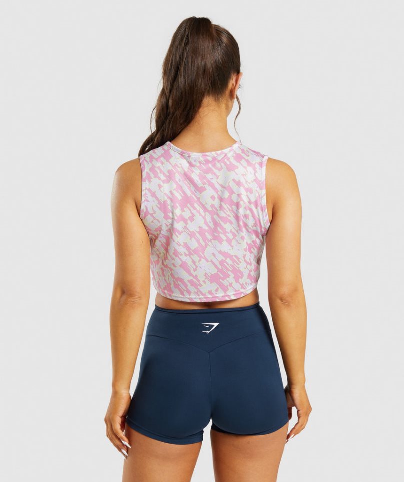 Camiseta Tirantes Gymshark Entrenamiento Crop Mujer Rosas | ES3852-PI