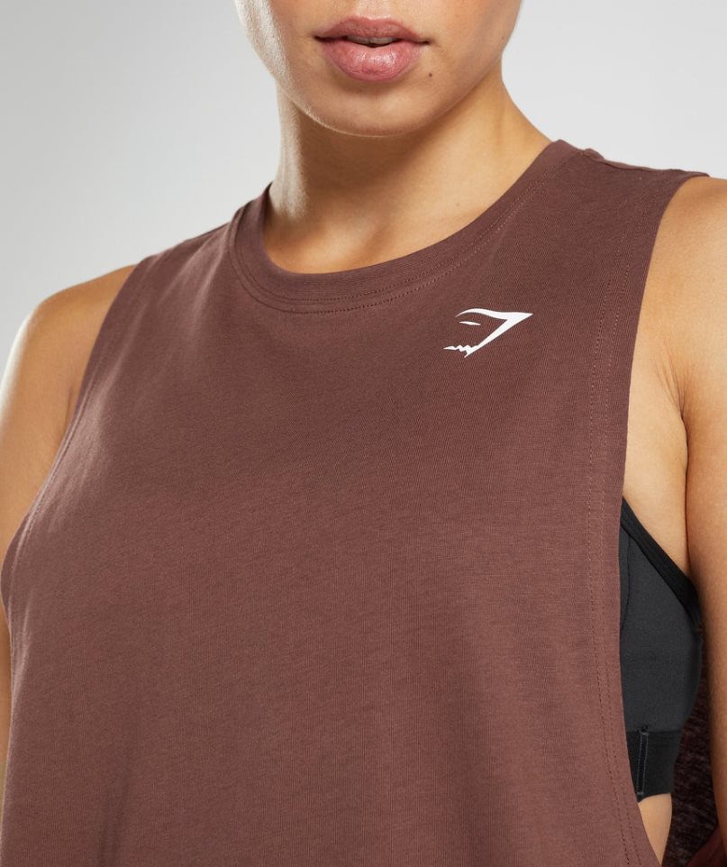 Camiseta Tirantes Gymshark Entrenamiento Drop Arm Mujer Marrones Oscuro | ES6835-ZC