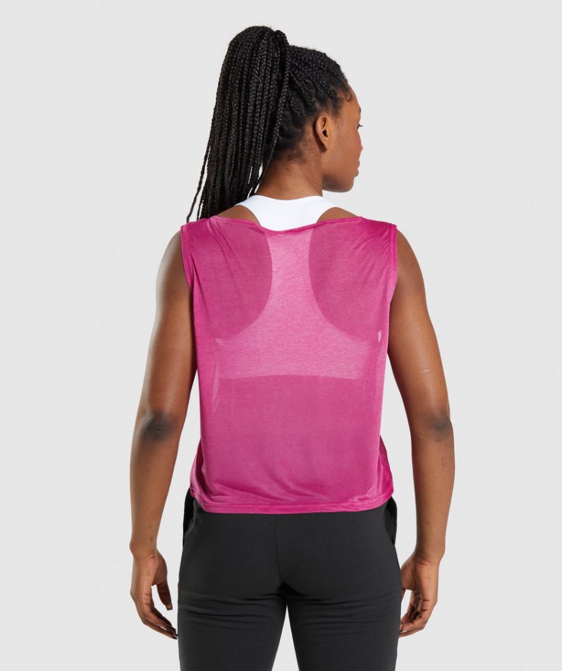 Camiseta Tirantes Gymshark Entrenamiento Oversized Mujer Rosas | ES7158-ZG