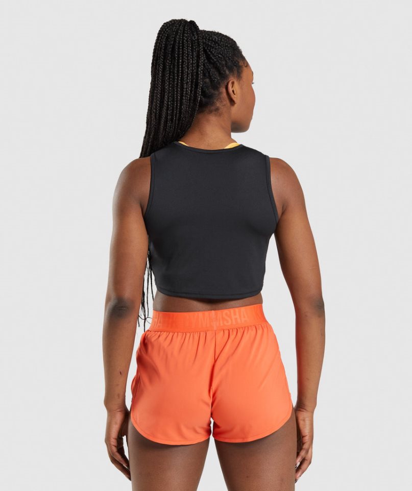 Camiseta Tirantes Gymshark Entrenamiento Crop Mujer Negras | ES7503-ML