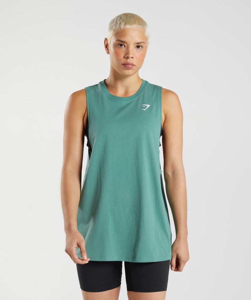 Camiseta Tirantes Gymshark Entrenamiento Drop Arm Mujer Verde | ES8671-CV