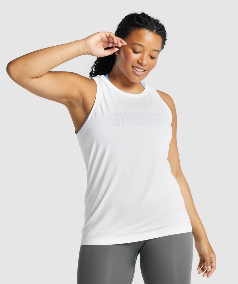 Camiseta Tirantes Gymshark Fit Seamless Loose Mujer Blancas | ES7069-AJ