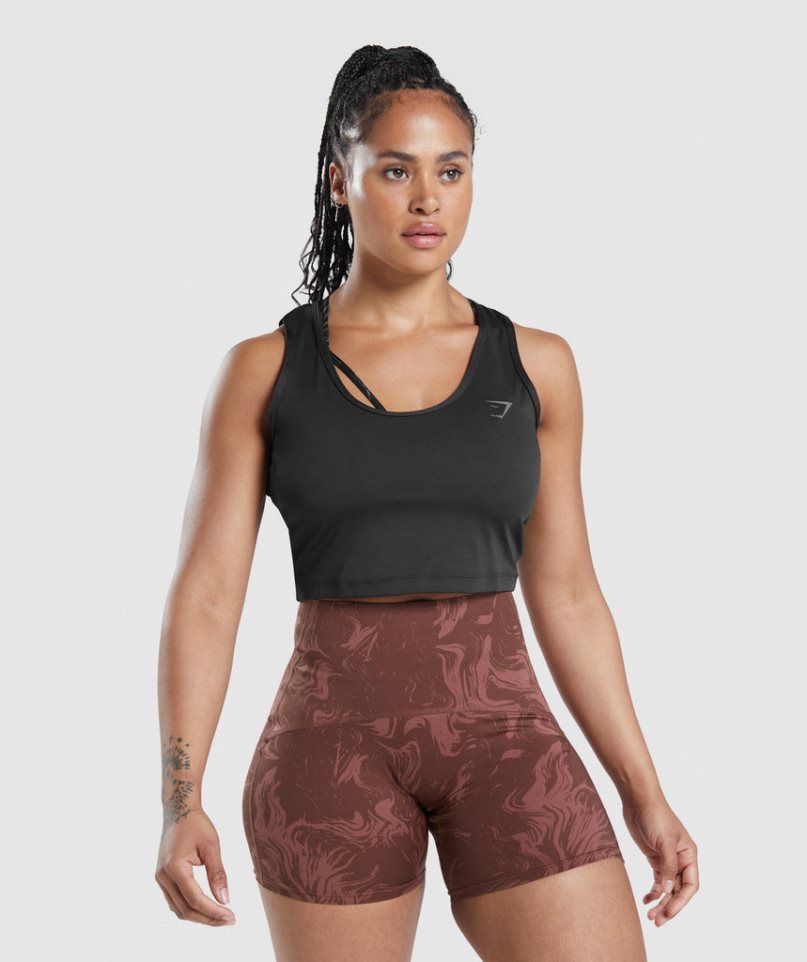 Camiseta Tirantes Gymshark GS Power Open Back Cropped Mujer Negras | ES9625-SD