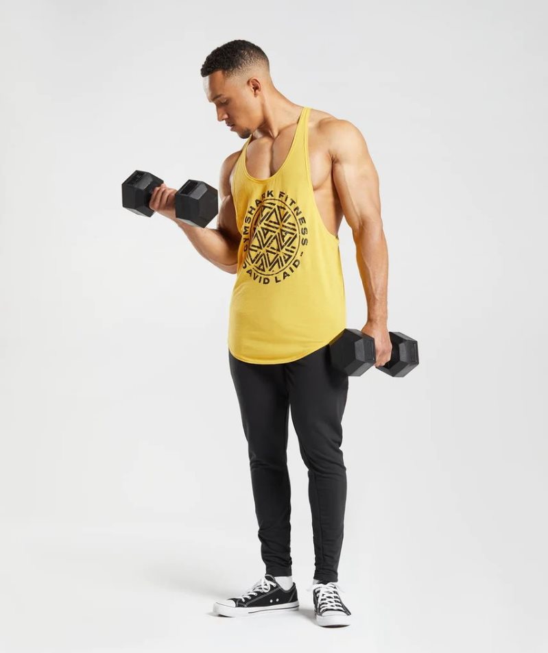 Camiseta Tirantes Gymshark GS x David Laid Stringer Hombre Amarillo | ES2394-VU