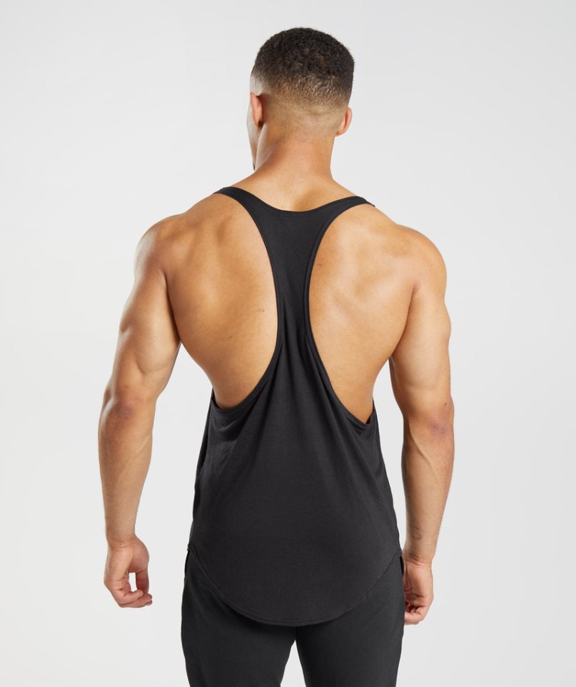 Camiseta Tirantes Gymshark GS x David Laid Stringer Hombre Negras | ES7026-DF