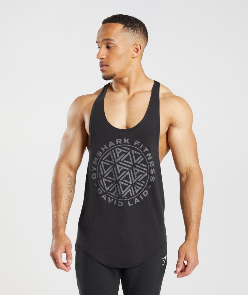 Camiseta Tirantes Gymshark GS x David Laid Stringer Hombre Negras | ES7026-DF