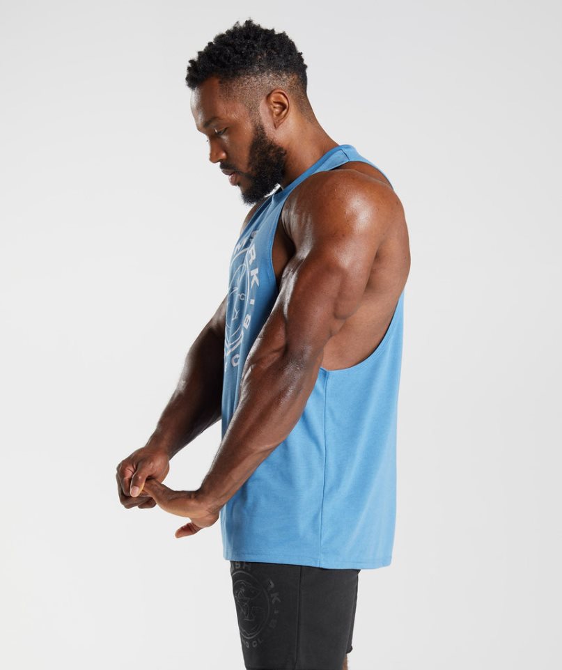 Camiseta Tirantes Gymshark Legacy Drop Arm Hombre Azules | ES1374-RK